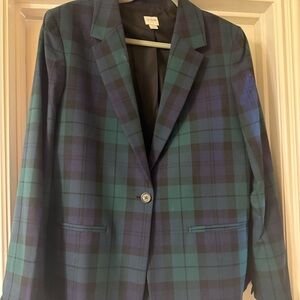 J. Crew Blue and Black Plaid Blazer